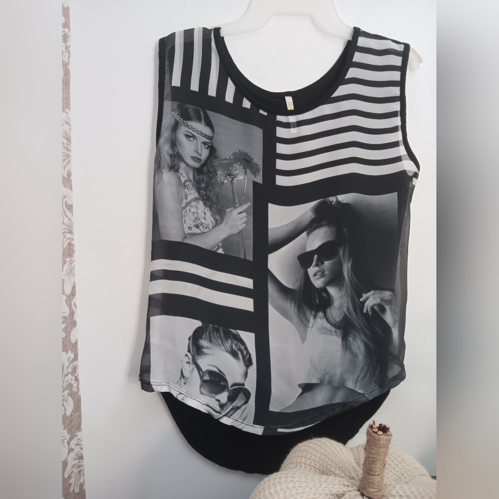 Ocasion Black and White Graphic Women's Tank Top